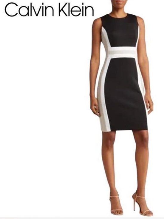 Calvin Klein Dresses & Skirts - Calvin Klein Black with White Panel Sheath Midi Dress